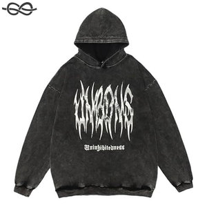 เสื้อมีฮู้ดผ้าฝ้าย100% Y 2K ดีไซเนอร์วินเทจเฮฟวี่เวทมีฮู้ดผ้าซีดจางออกแบบได้ตามต้องการ500มีกรด GSM - Product Image 3