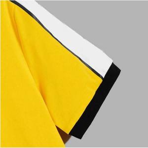 Bonne qualité nouveauté couleur contrastée vêtements pour hommes grande taille chemises 100% coton à manches courtes sonnerie décontracté hommes t-shirt OEM - Product Image 4