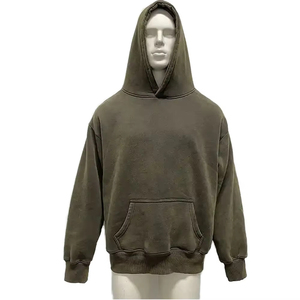 Pull à capuche d'hiver écologique pour hommes 330g flocage foncé vente en gros coupe régulière 100% coton col à capuche - Product Image 1