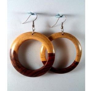 Pendientes de madera marrón rústicos ecológicos bohemios hechos a mano con ganchos dorados accesorios de moda para mujer inspirados en el estilo Love Angel - Product Image 4