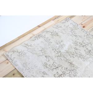 Petit tapis turc vintage 3,3x3,8 pieds, tapis en laine gris brun à motifs floraux - Product Image 5