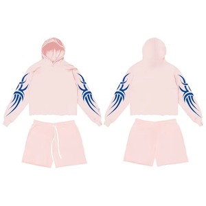 High Quality Custom Sublimation Wholesale <b>Men</b> <b>Plain</b> <b>Hoodie</b> Plus Size Custom Printing logo Sublimation <b>Hoodie</b> Set With Shorts - Product Image 5