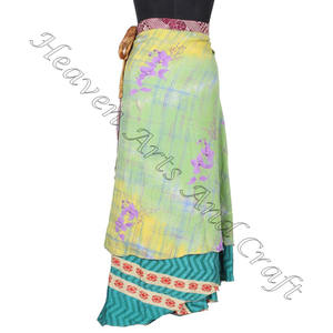 Designer Ethnic Double Layer Reversible Sarong Sari Magic Magic <b>Wrap</b> <b>Skirts</b> Wholesale From Manufacturer Cover up Wear Vintage - Product Image 2