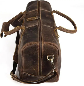 Genuine Leather Weekender <b>Duffel</b> <b>Bag</b> Zipper Closure Durable Travel <b>Bag</b> for Men and Women - Product Image 2