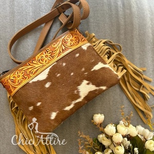 กระเป๋าสะพายข้างหนังวัวสำหรับผู้หญิง, กระเป๋าถือหนังแท้หรูหราดีไซน์ใหม่ - Product Image 1