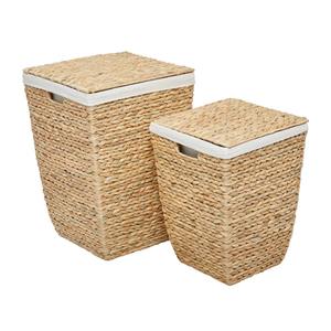 Ensemble de 2 paniers multi-usages en jacinthe d'eau, panier de rangement fait à la main, vente en gros, écologique, fabriqué au Vietnam - Product Image 1