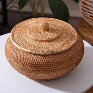 Classic Look Round Shape High Standard Quality <b>Rattan</b> Made Food And Other Items <b>Storage</b> Organization <b>Basket</b> In Competitive Price - Product Image 1