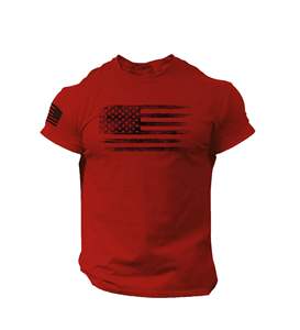 1.เสื้อยืดลายธงชาติอเมริกันนกอินทรีแขนสั้นผ้าฝ้ายดีไซน์รักชาติใช้ได้ทั้งชายและหญิงขายส่งเครื่องแต่งกายจำนวนมาก - Product Image 3