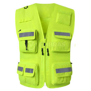 Gilet de sécurité haute visibilité pour les zones de construction et de circulation Fermeture à glissière réfléchissante Poche transparente Vêtements de sécurité essentiels - Product Image 1