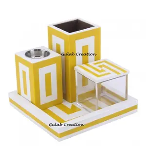 Новый дизайн, 2024 роскошные квадратные желто-белые полимерные курильница