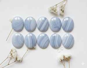 Cabujón de Ágata Azul de Primera Calidad, Tamaños y Formas Variados, Cabujón de Ágata Azul Liso, 20% de Descuento y Regalo - Product Image 6