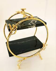 Support de service à chocolat à 3 étages en acier inoxydable écologique, avec un cadre design unique et des fleurs et des feuilles fantaisistes - Product Image 3