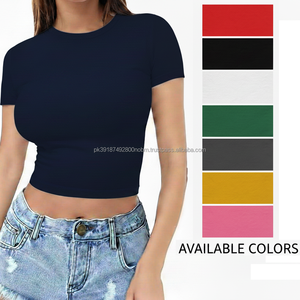 Custom Women's <b>Crop</b> <b>Top</b> T-Shirts Plain Blank OEM ODM Manufacture Breathable Fabric Short Sleeves - Product Image 6