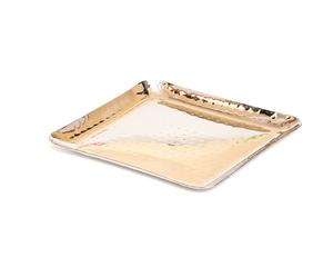 Plato martillado de acero inoxidable cuadrado sostenible de 15x15 cm y 21x21 cm, técnica de pulido, plato para servir para ensaladas de cocina - Product Image 2