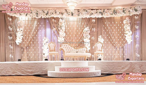 Stand en métal exclusif de scène de mariage asiatique, vente en gros, support de toile de fond en métal pour événement de mariage, nouveau Design, supports en métal pour mariage - Product Image 4