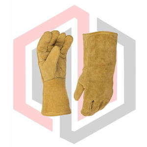 Guantes de Cuero Resistentes al Calor para Barbacoa, Guantes Profesionales de Soldadura Dorados con Costuras de Kevlar, Antiestáticos, Resistentes a Desgarros y Libres de Silicona - Product Image 4
