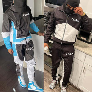 Wholesale <b>Men's</b> Custom Winter Windbreaker Jacket Two-Piece <b>Jogger</b> Set Streetwear Outfit 3D Pattern Woven Weave Breathable Sporty - Product Image 2