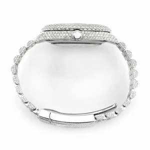 BGJ Mens Full Diamond Iced Out Reloj Números arábigos Diamond Dial Acero inoxidable Pave Baguette Ajuste Reloj de pulsera de lujo - Product Image 4