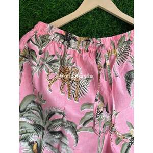 Ensemble de pyjama à imprimé floral pour femmes, fait à la main, doux et à manches courtes, vêtements de nuit tissés pour le printemps, l'été et la nuit grande taille - Product Image 3