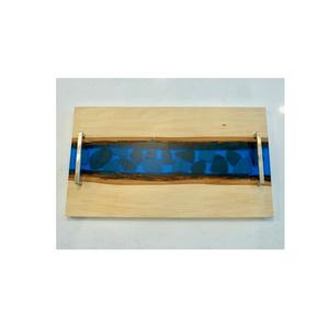 Plateau à fruits rectangulaire en bois et résine fait à la main pour la maison et la cuisine plateaux de service décoratifs en bois et en résine - Product Image 4