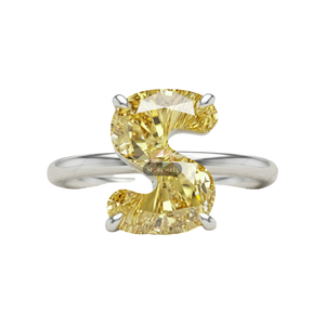 Fancy Yellow Alphabet Cut Lab Grown Diamond GIA IGI Certified Fine <b>Gold</b> 925 Silver Plated Engagement Solitaire Trendy <b>Ring</b> Gift - Product Image 1