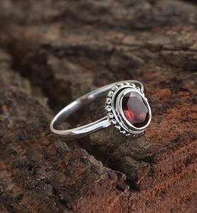 Anillo de plata esterlina sólida 925 hecho a mano, granate Natural, Color rojo, corte ovalado, OCASIÓN DE BODA estampada, joyería de plata 925 - Product Image 4