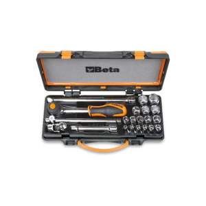 BETA Jeu de douilles hexagonales 16 avec 5 accessoires, le tout dans un boîtier en métal - Product Image 1