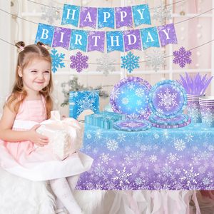 Vajilla Desechable para Fiesta <span class=keywords><strong>Frozen</strong></span>, Pancarta <span class=keywords><strong>de</strong></span> Fiesta Azul con Copos <span class=keywords><strong>de</strong></span> Nieve y País <span class=keywords><strong>de</strong></span> las Maravillas Invernal para Decoraciones <span class=keywords><strong>de</strong></span> Fiesta <span class=keywords><strong>de</strong></span> Navidad y Cumpleaños <span class=keywords><strong>de</strong></span> Invierno - Product Image 3
