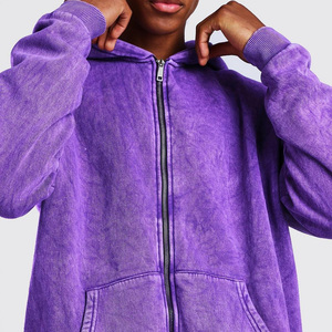 Survêtement personnalisé pour homme, effet délavé, fermeture éclair, uni, 100% coton respirant, vêtement d'hiver, col à capuche, design FURIOUST SPORTS - Product Image 3