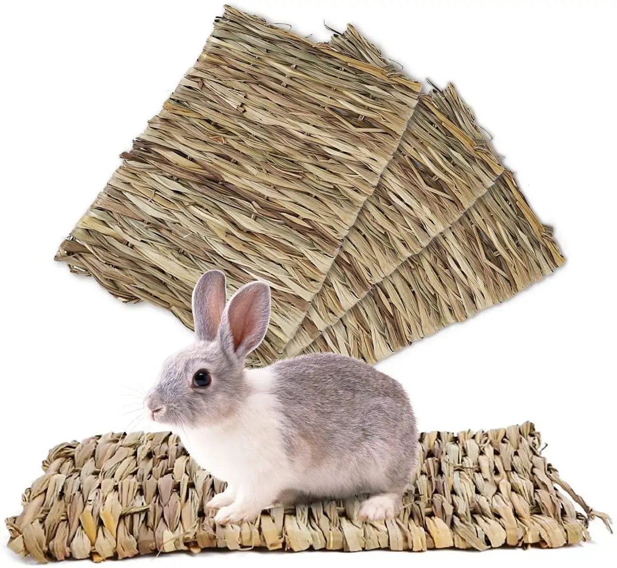 Tapis de cage de lapin biodégradable écologique, fournitures pour animaux de compagnie, petits tapis de paille non toxiques fabriqués au Vietnam