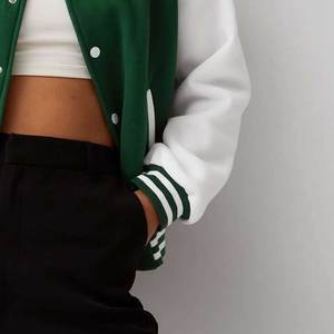 Vestes universitaires décontractées en cuir pour femmes avec col montant, tricotées, unies, respirantes et coupe-vent pour l'hiver - Product Image 6