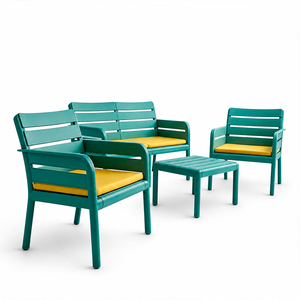 Juego de Muebles de Patio Modernos para Exteriores, Fabricados en PP con Tratamiento UV, Cojines Impermeables, Capacidad de Carga Máxima de 150 kg, Juego de Conversación para Jardín - Product Image 1
