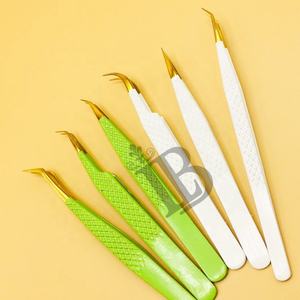 Nouveautés : Pinces à extensions de cils en acier inoxydable durable, design personnalisé, logo privé, courbées pour l'isolation - Product Image 6