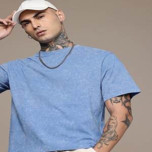 T-shirt coupe décontractée imprimé Tie & Dye effet délavé T-shirt en coton tricoté Vêtements pour hommes fabriqués en Inde - Product Image 5