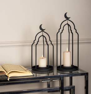 Portavelas de Cristal y Metal Dorado, Farol Marroquí, Centro de Mesa para Bodas, Decoración para Ramadán y Eid, Adorno de Escritorio para Interiores, Regalo para el Hogar - Product Image 3