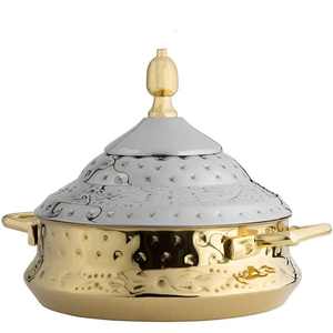 Design luxueux plaqué or et durable La casserole ronde en métal parfaite pour chaque repas et occasion - Product Image 4