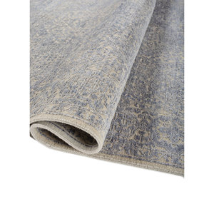 Tapis en laine et viscose noué à la main, motif médaillon, gris aurore et noir, pour usage domestique - SKWV-120 - Product Image 2