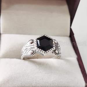 Anillo de Mujer con Piedra Preciosa de Ónice Negro Natural, Piedra de Nacimiento de Diciembre, Anillo Apilable para Aniversario de Bodas, Joyería de Plata de Ley 925 - Product Image 5