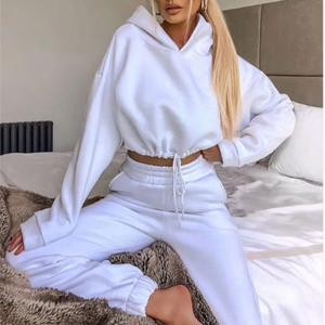 Two Piece Set Customized Logo Fashion Female Sweatpants Pants <b>Hoodies</b> Set Casual Long Track Flare Pant Women Tracksuits Set - Product Image 6