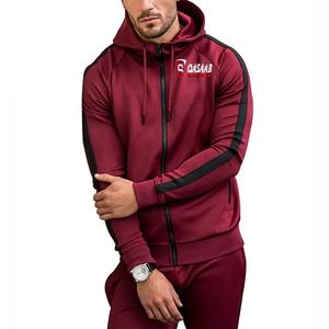 Stylish Breathable Custom Brand Men's Fleece Hoodies & Sweatshirts In Burgundy-Color Fashion Kangaroo-Pocket Hoodies - Product Image 1