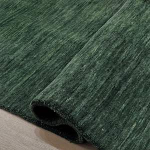 Modern Home Green Anti-Slip Plush Velvet Wool Solid Color Hand Made Loomed Reversible Cushioned <b>Mat</b> - Product Image 2