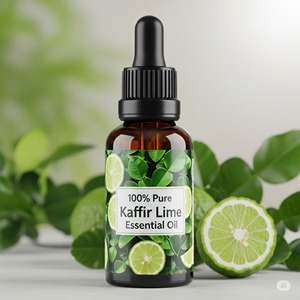Aceite esencial de Lima Kaffir puro, venta al por mayor, aceite de Hystrix cítrico Natural para aromaterapia, jabón, fabricación de velas, cuidado de la piel, cuidado del cabello - Product Image 1