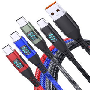 Phone <strong>Accessories</strong> 60W Nylon Braided 1M 2M 3M Led Digital Display 3A Fast Charging Usb c Cable USB-Kabel for Iphone 15 16 - Product Image 6
