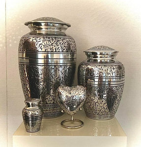 Urne funéraire en métal artisanale pour adultes, grande, design moderne, urne funéraire décorative pour les cendres humaines - Product Image 2
