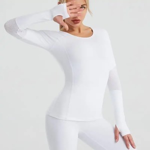 Chemises de Compression thermique à col rond, couture personnalisée, couche de Base de Yoga, trou de pouce, chemises thermiques à manches longues pour femmes - Product Image 2
