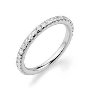 Diamante de corte redondo Semi Eternity Alianza de boda a juego para mujer - Product Image 2