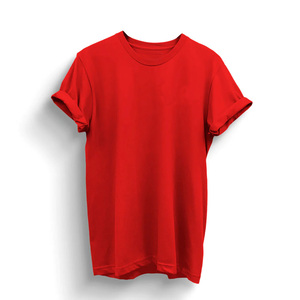 T-shirts personnalisés rouges pour hommes, manches courtes, 100 % coton, col rond, style urbain, écologiques, avec bordure contrastante, séchage rapide, durables - Product Image 6