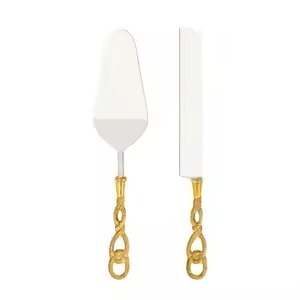 Nuevo diseño, juego de servidor de pastel de Metal dorado con mango de mármol, postre elegante, vajilla Premium para bodas, cumpleaños y fiestas - Product Image 4