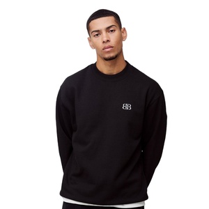 Hot Sale 100% Cotton French Terry <b>Crewneck</b> Sweatshirts Custom Logo Embroidered Drop Shoulder Oversized Sweatshirts - Product Image 1