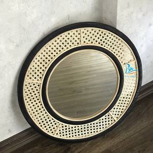 Espejo de mimbre redondo, correa de mimbre, de Vietnam - Product Image 6